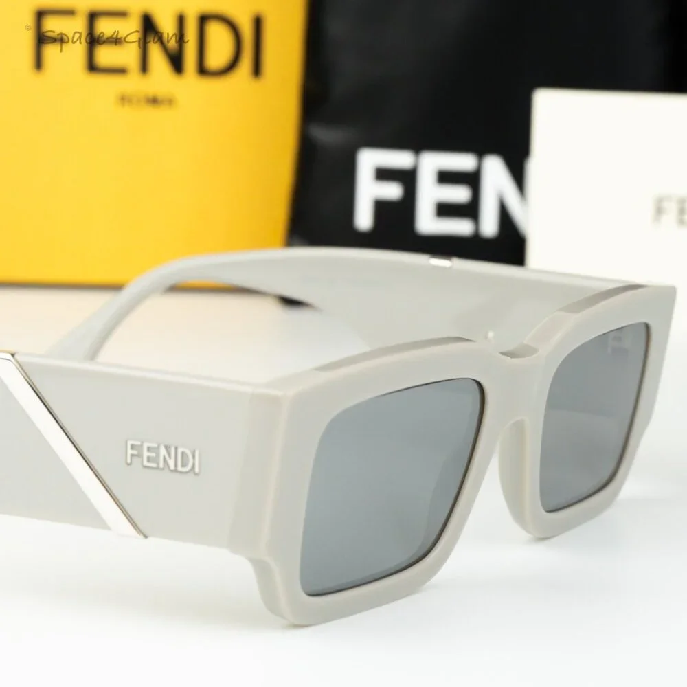 Fendi Men Sunglasses Grey Mirror Rectangle FE40131I DIAGONAL 20C NEW AUTHENTIC